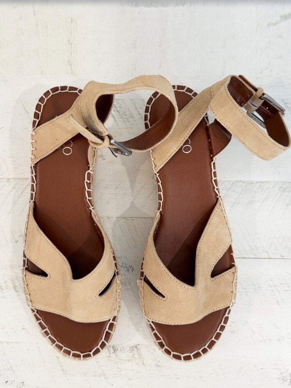 Franco Sarto Espadrille Wedge Sandals – Size 7– Beige, Tan, Neutral– Worn Once - Picture 2 of 7